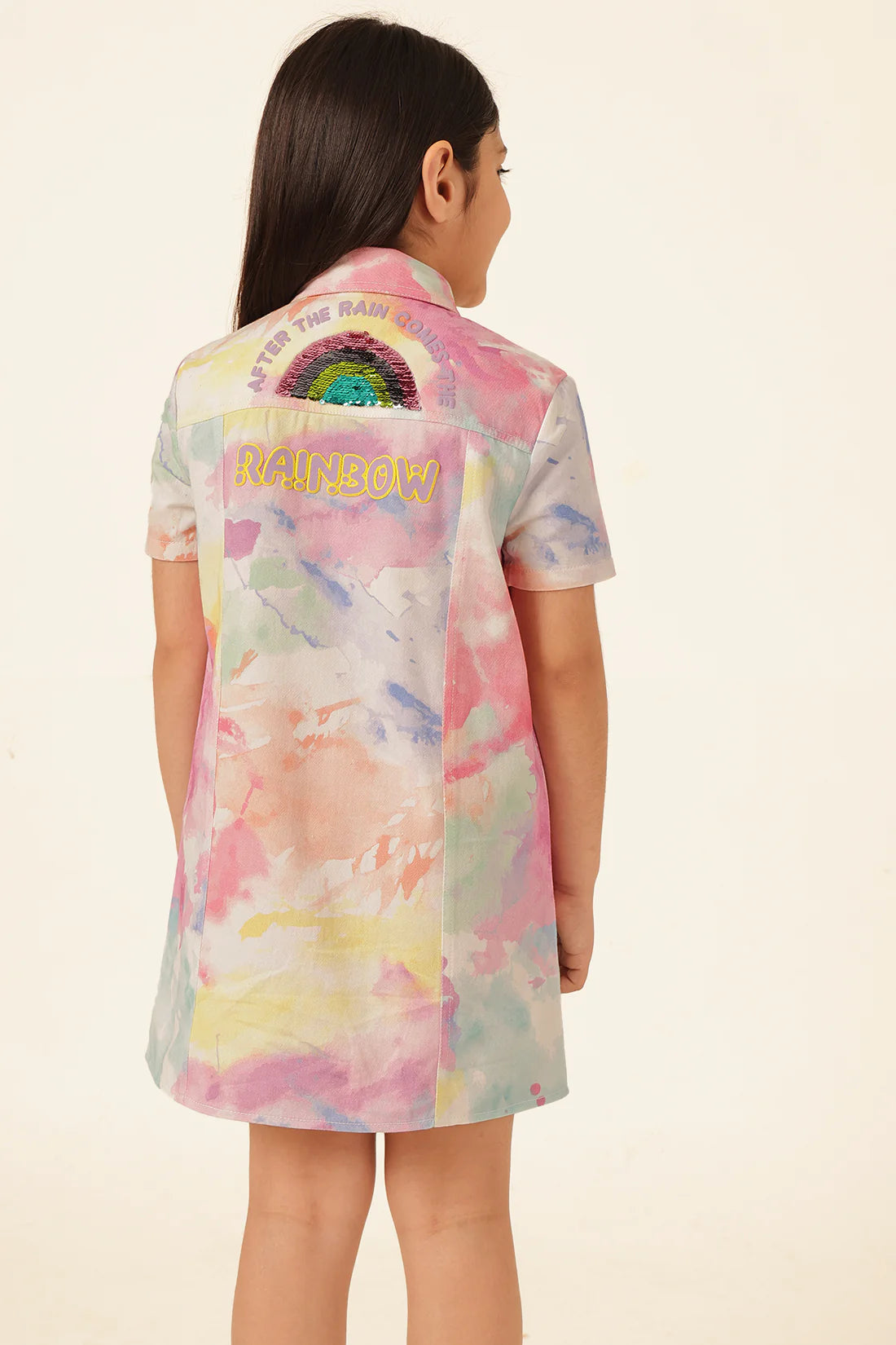 Girls Multi Tie Dye Cotton Shirt Dress