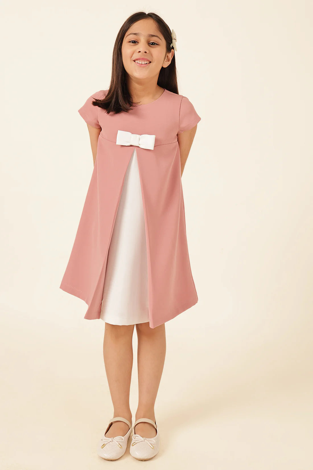 Girls Nude Banana Crepe Dress