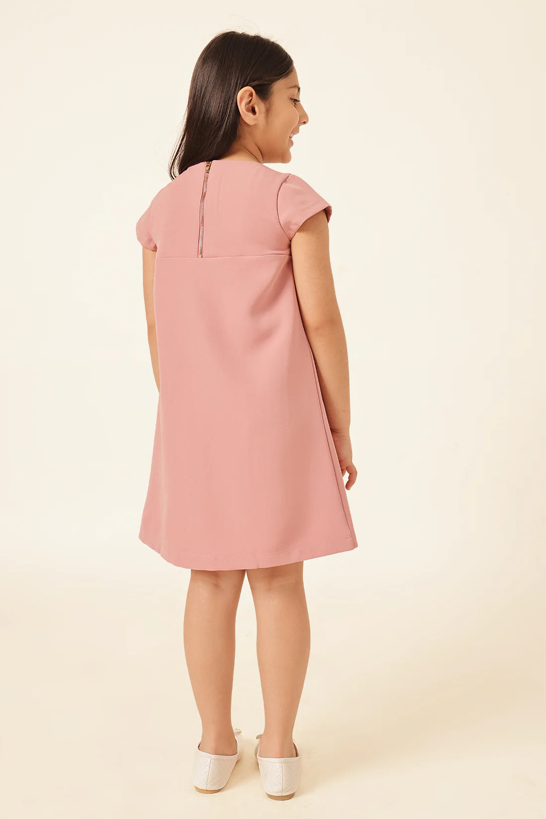 Girls Nude Banana Crepe Dress