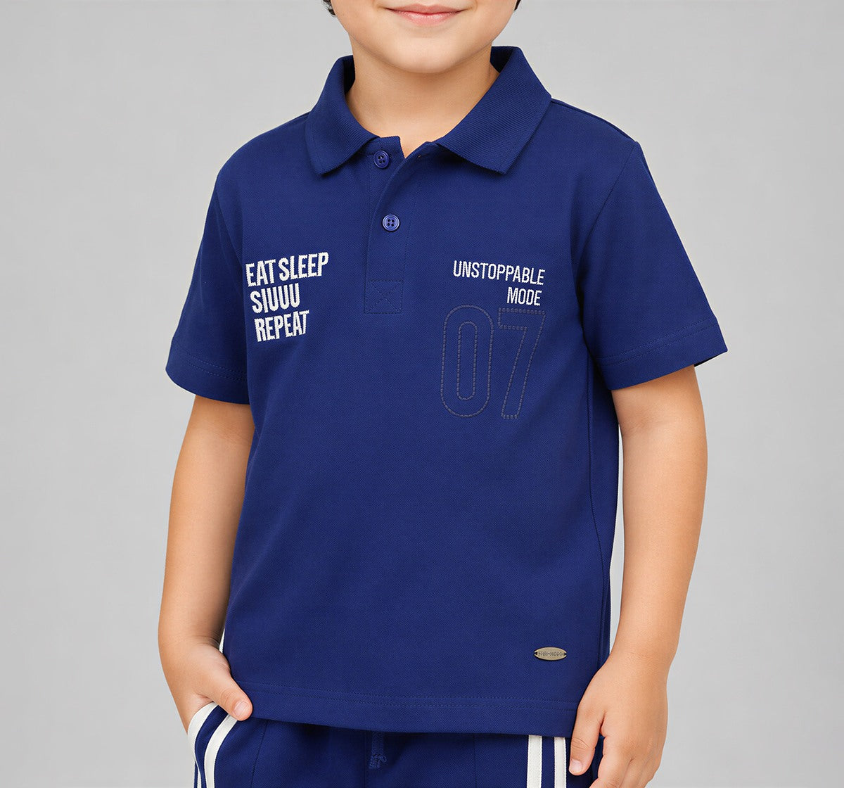 Polo Neck T- Shirt W/ Embroidery Blue