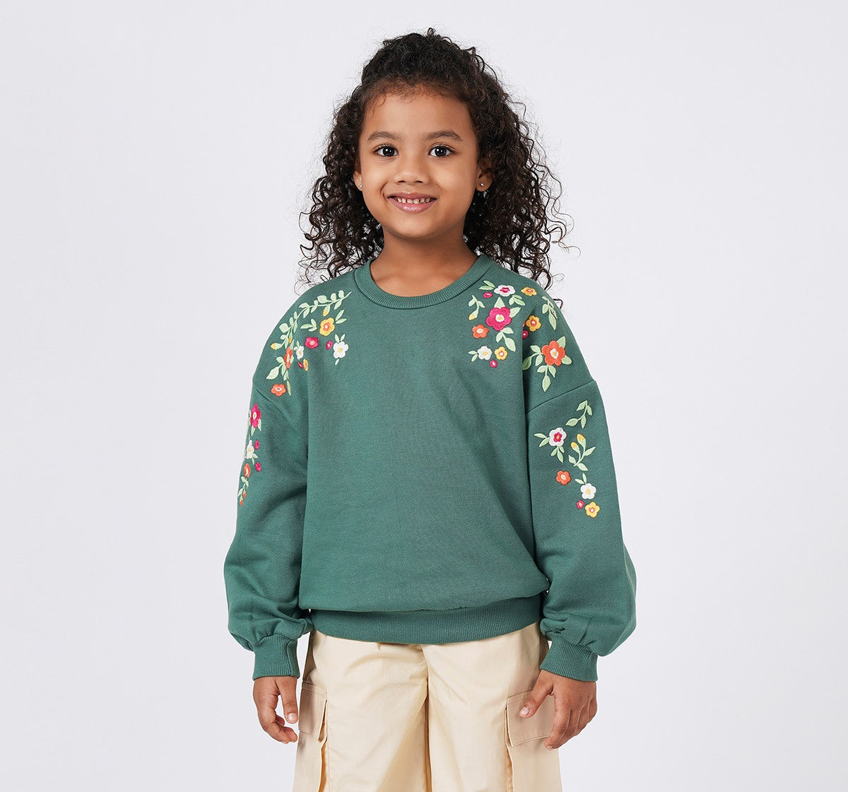 Sweatshirt with Emb At Shoulder Green