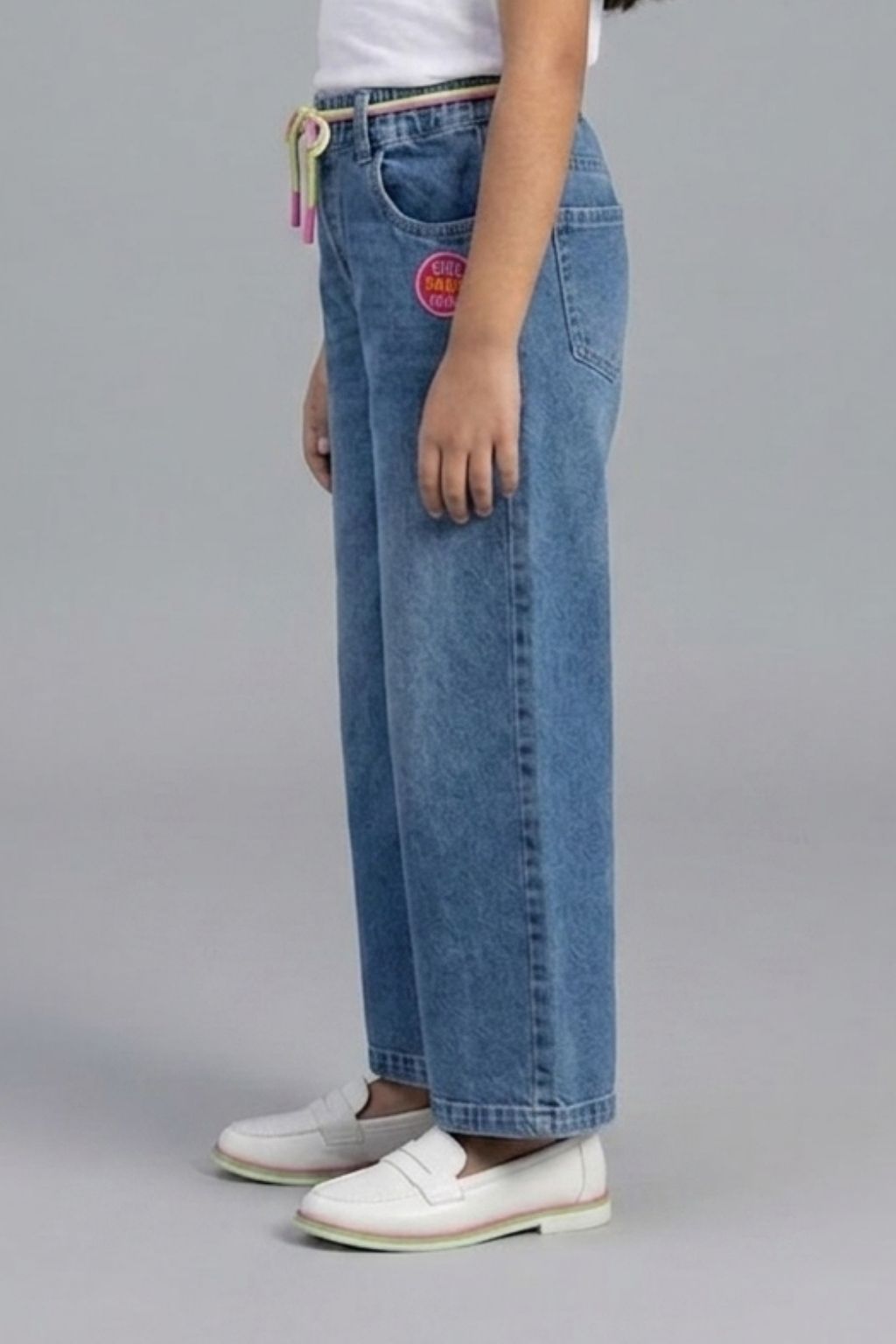 Girls Light Blue Wide Leg Jeans