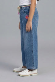 Girls Light Blue Wide Leg Jeans