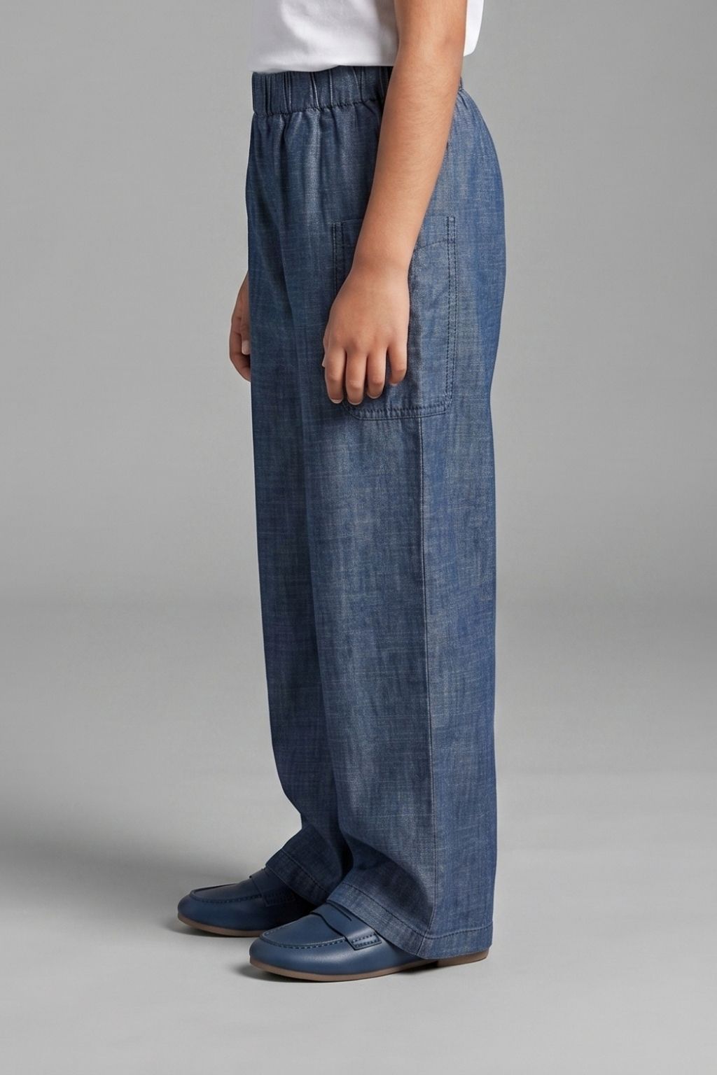 Girls Dark Blue Wide-Leg Pants