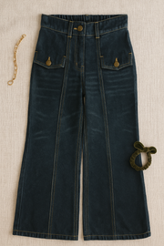 Girls Dark Blue Bootcut Denim Pants