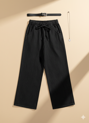 Girls Black Loose Fit Trouser Pants