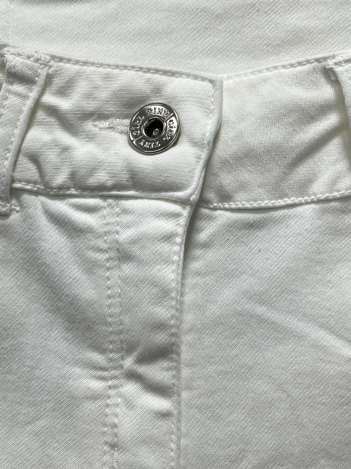 Girls White Skinny-Fit Basic Cotton Full-Length Pants