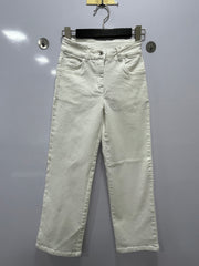 Girls White Skinny-Fit Basic Cotton Full-Length Pants