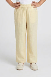 Girls Cream Classic Regular-Fit Cotton Full-Length Pants