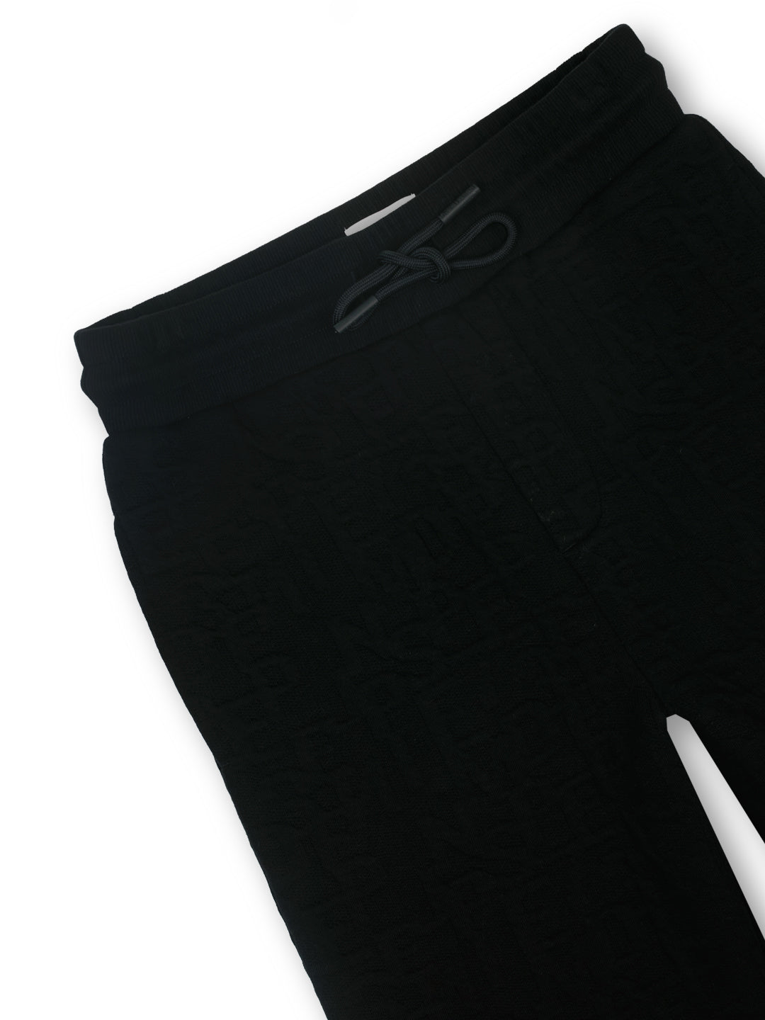 Boys Black Jacquard Regular Fit Joggers