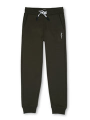 Boys Olive Graphic Print Regular Fit Joggers