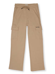Boys Beige Graphic Print Regular Fit Joggers