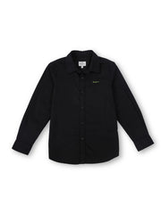 Boys Black Solid Regular Fit Shirt