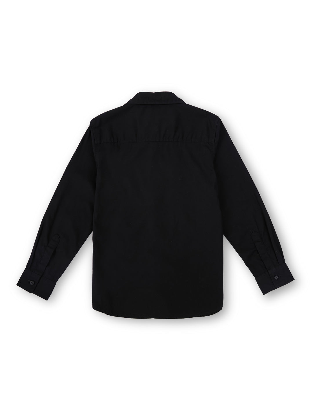 Boys Black Solid Regular Fit Shirt
