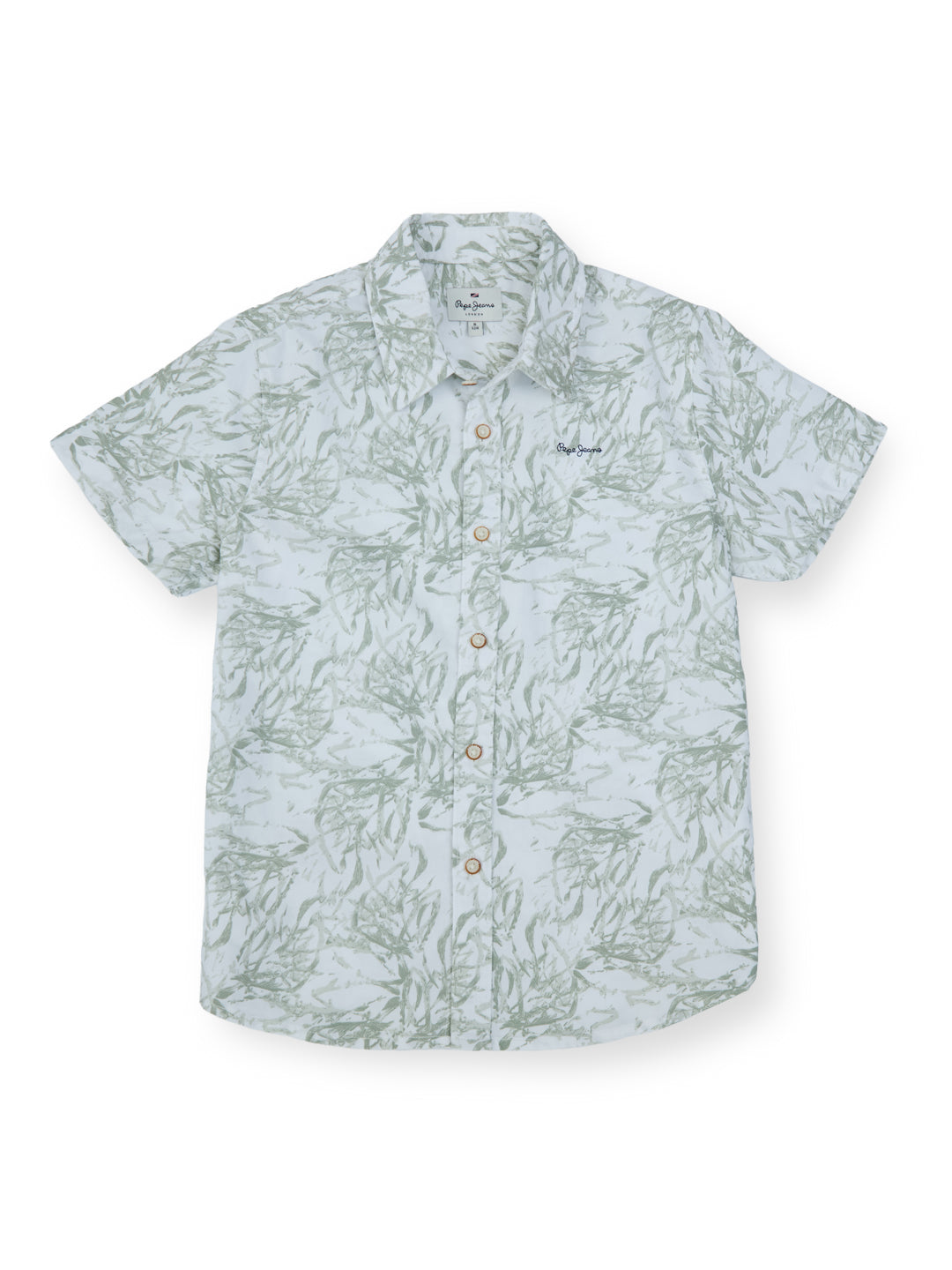 Boys Olive Printed Regular Fit Shirt