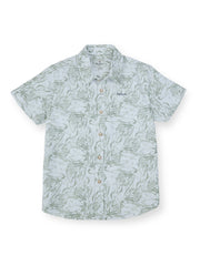 Boys Olive Printed Regular Fit Shirt