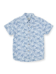 Boys Blue Printed Regular Fit Shirt