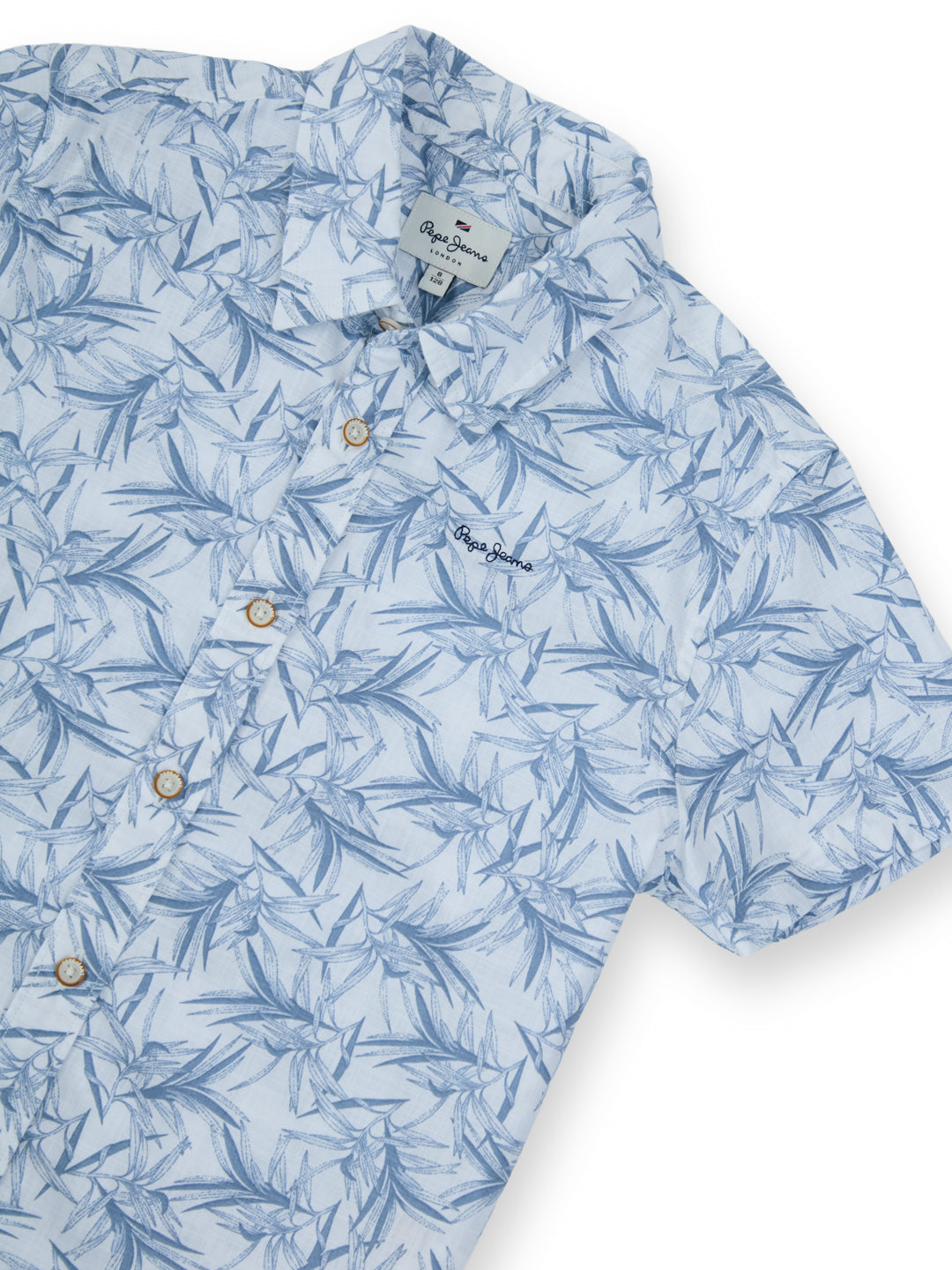 Boys Blue Printed Regular Fit Shirt