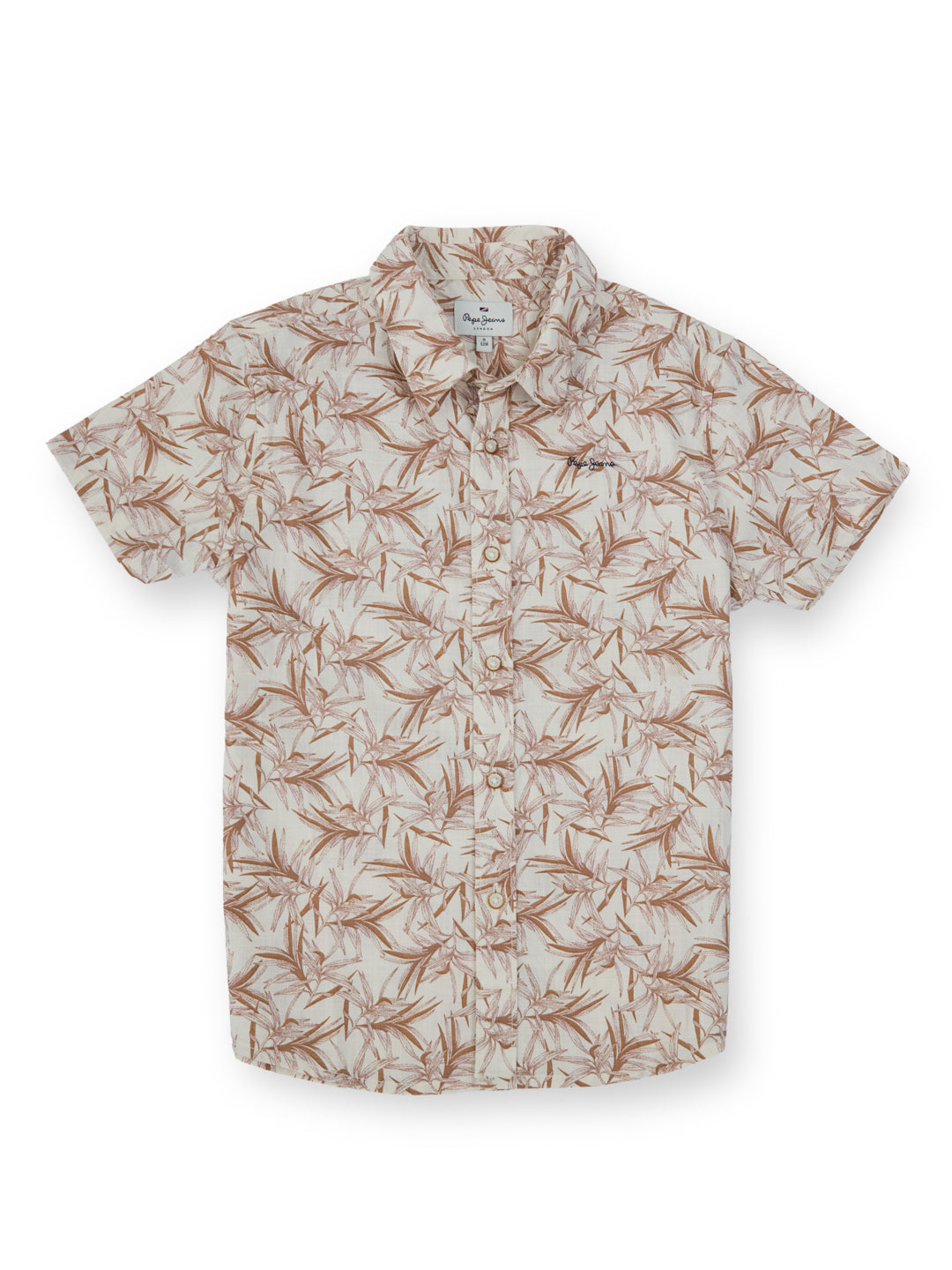 Boys Brown Printed Regular Fit Shirt