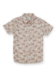 Boys Brown Printed Regular Fit Shirt