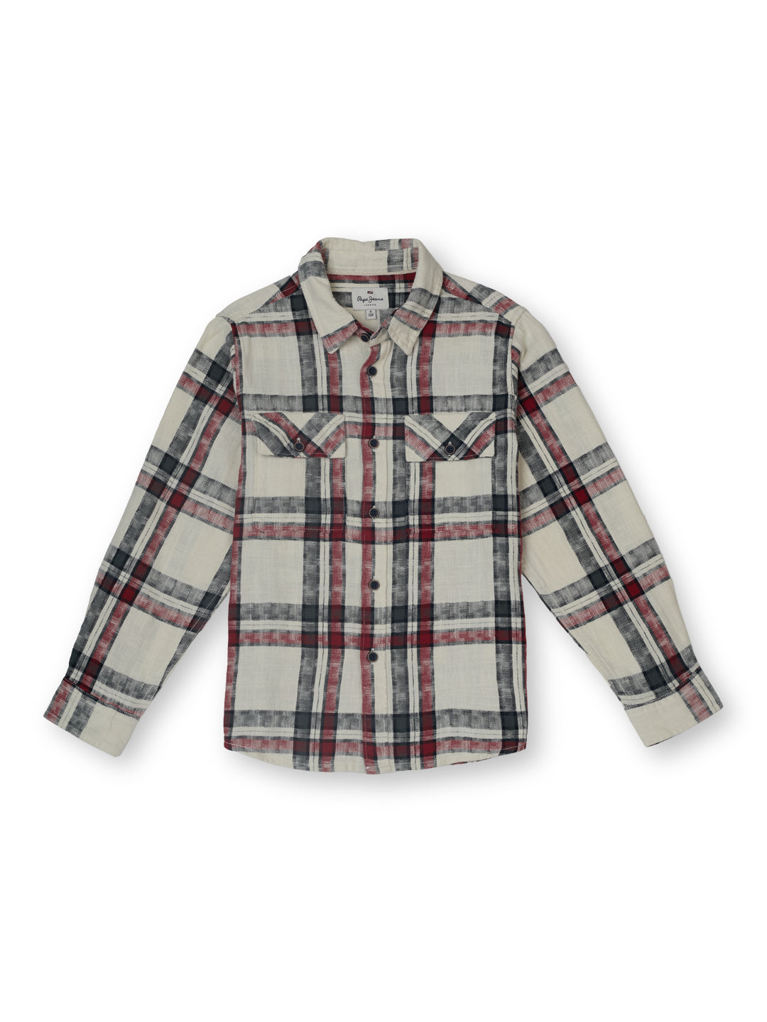 Boys Off White Checked Regular Fit Shirt