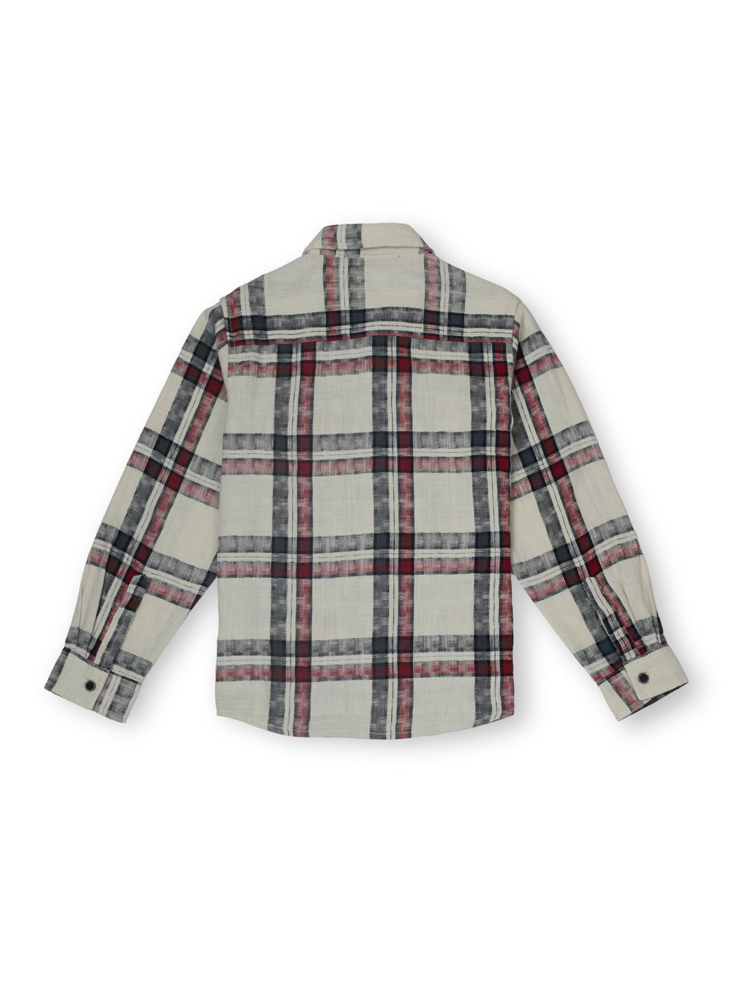 Boys Off White Checked Regular Fit Shirt