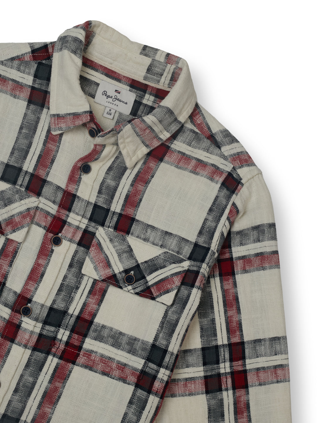 Boys Off White Checked Regular Fit Shirt