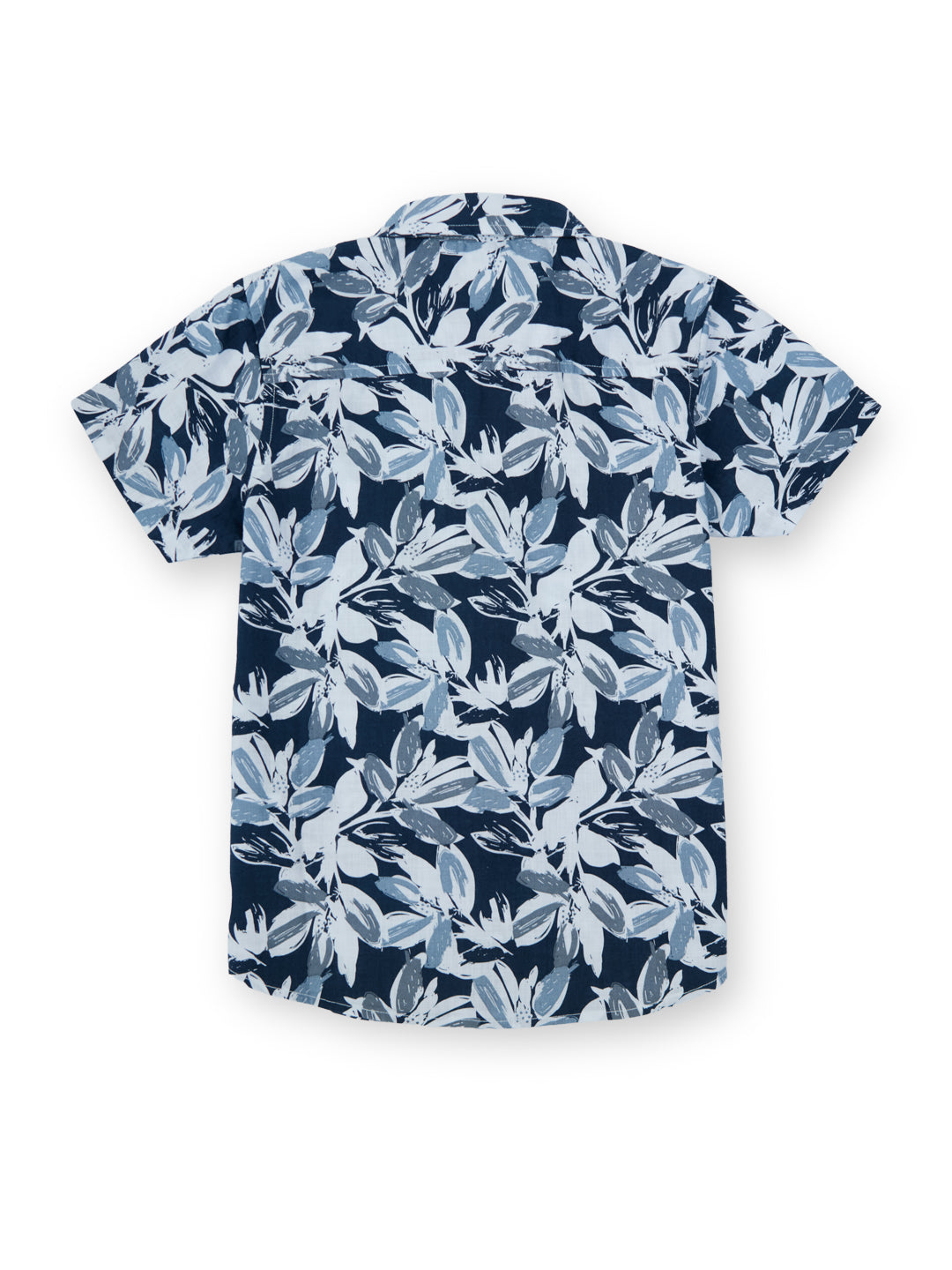 Boys Blue Printed Regular Fit Shirt Short Sleeves
