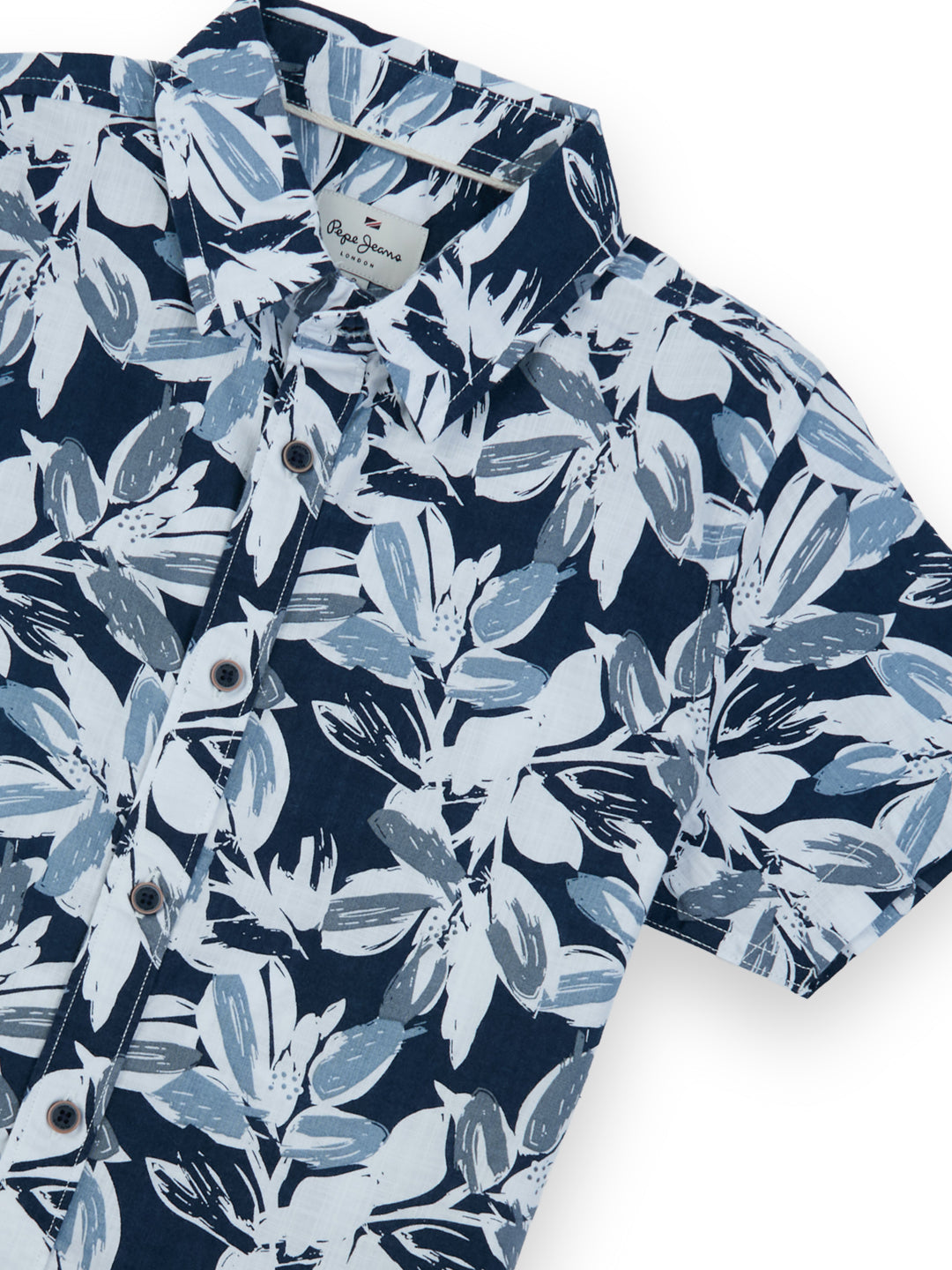 Boys Blue Printed Regular Fit Shirt Short Sleeves