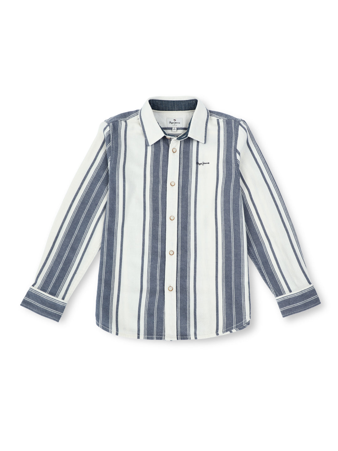 Boys Blue Striped Regular Fit Shirt