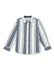 Boys Blue Striped Regular Fit Shirt