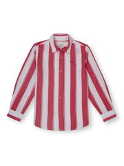 Boys Red Striped Regular Fit Shirt