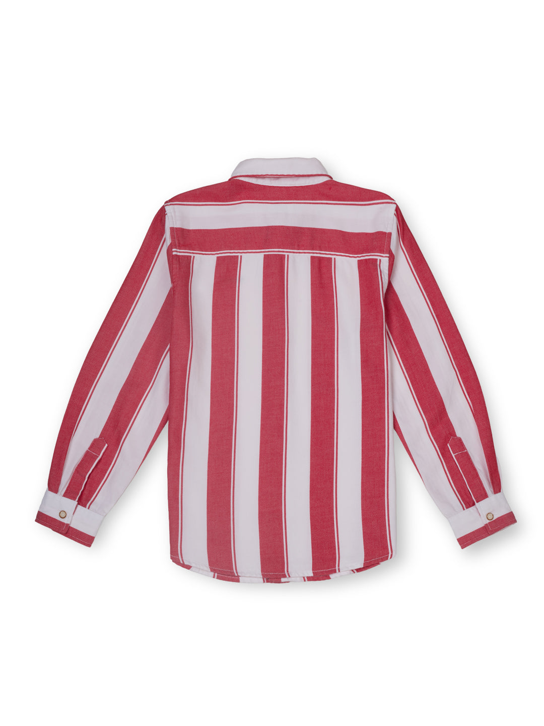 Boys Red Striped Regular Fit Shirt