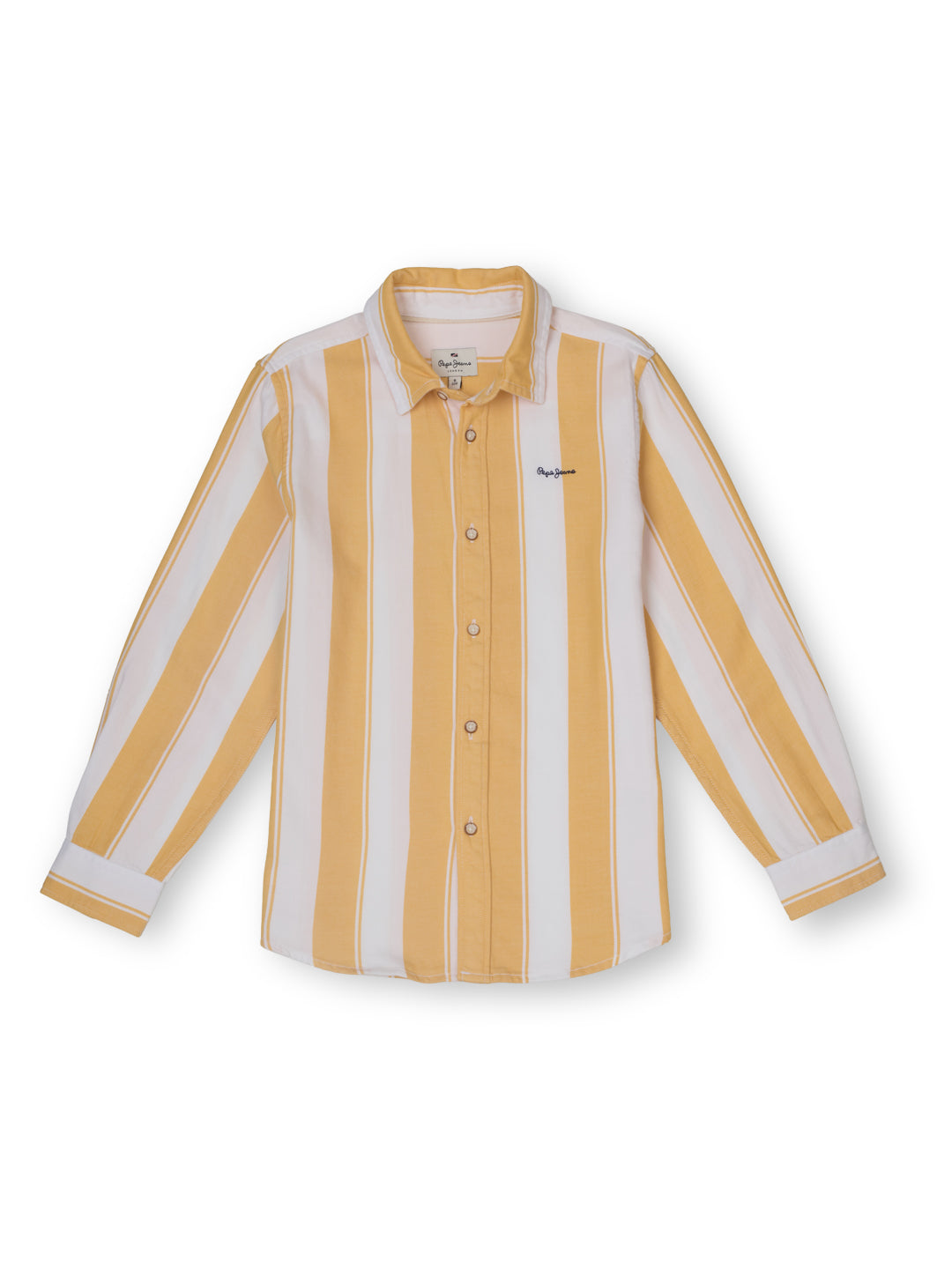 Boys Yellow Striped Regular Fit Shirt