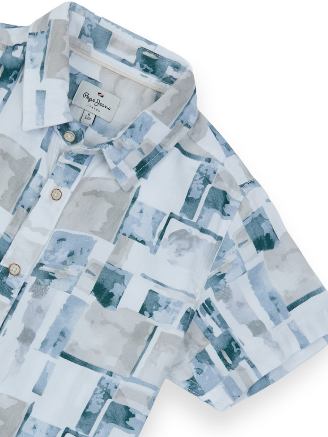 Boys Beige Printed Regular Fit Shirt