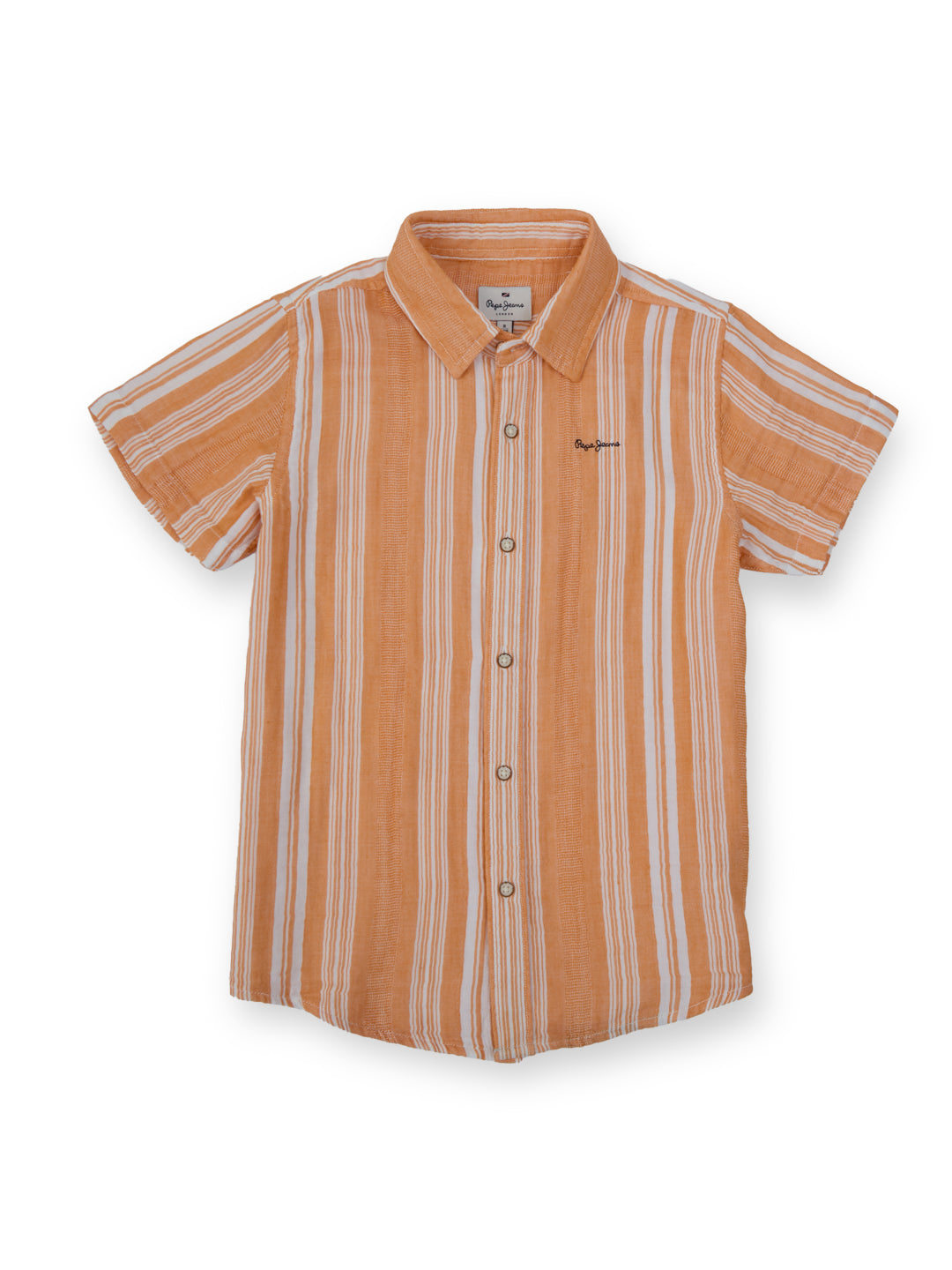 Boys Orange Striped Regular Fit Shirt