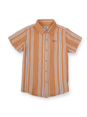 Boys Orange Striped Regular Fit Shirt