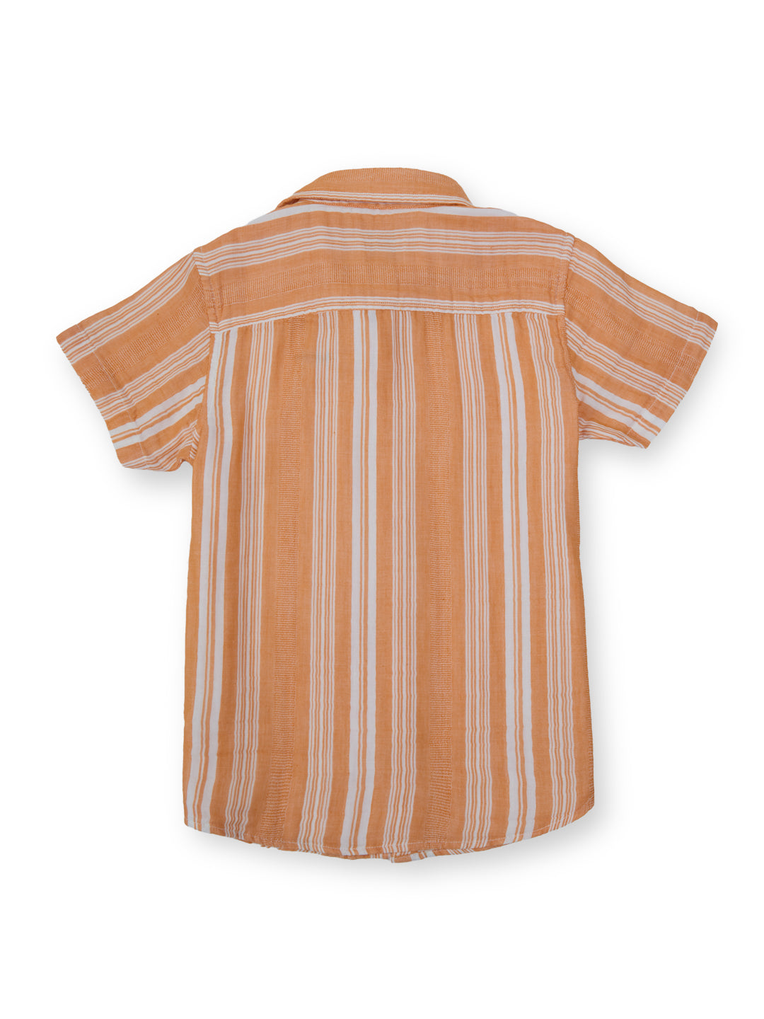 Boys Orange Striped Regular Fit Shirt