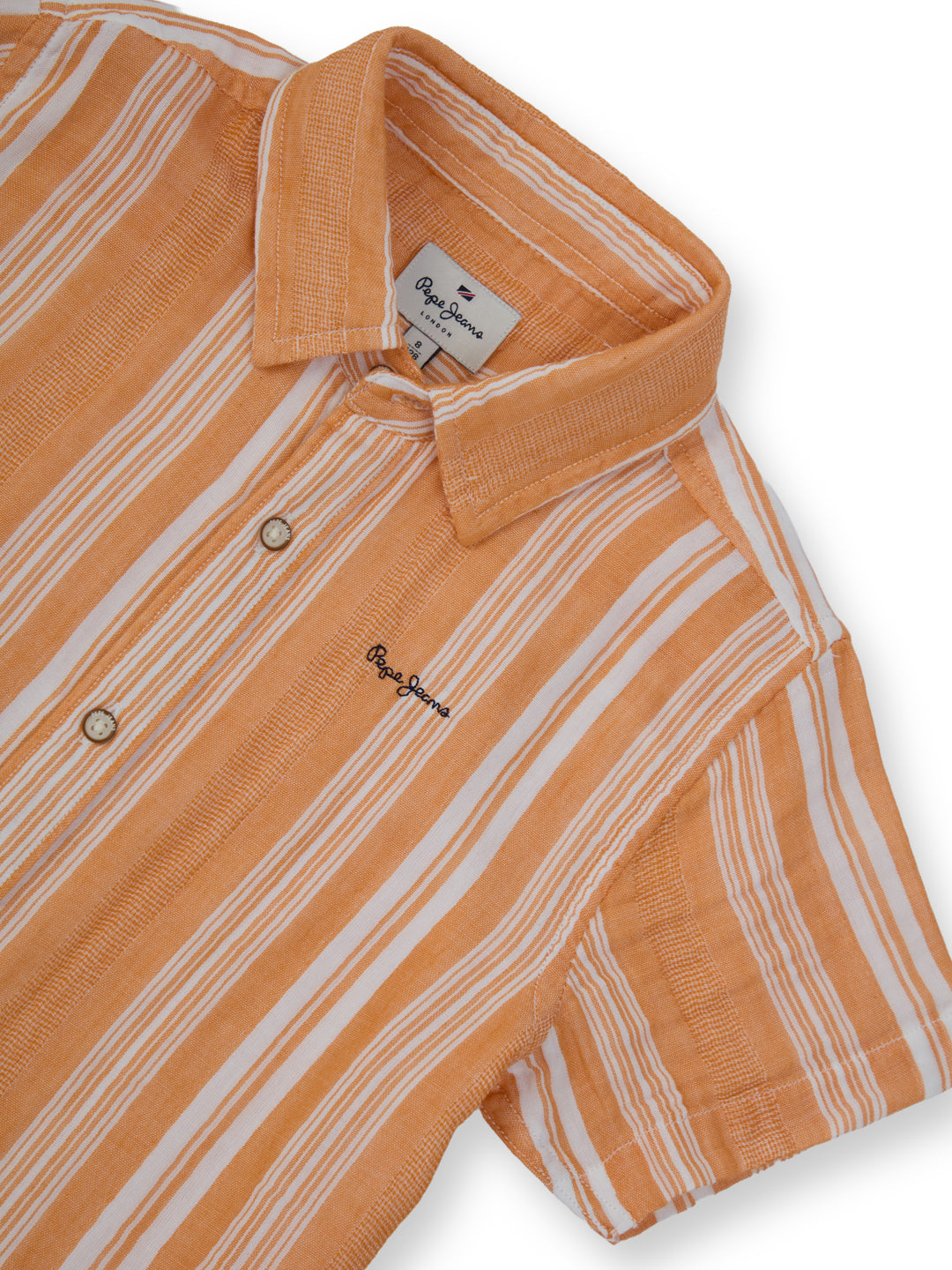 Boys Orange Striped Regular Fit Shirt