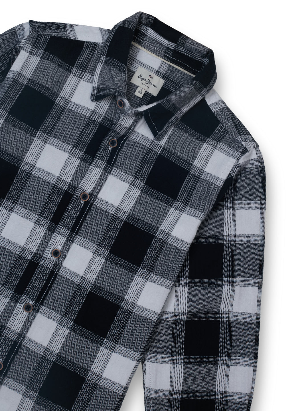 Boys Navy Checked Regular Fit Shirt