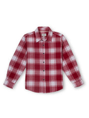 Boys Red Checked Regular Fit Shirt Shirt Collar