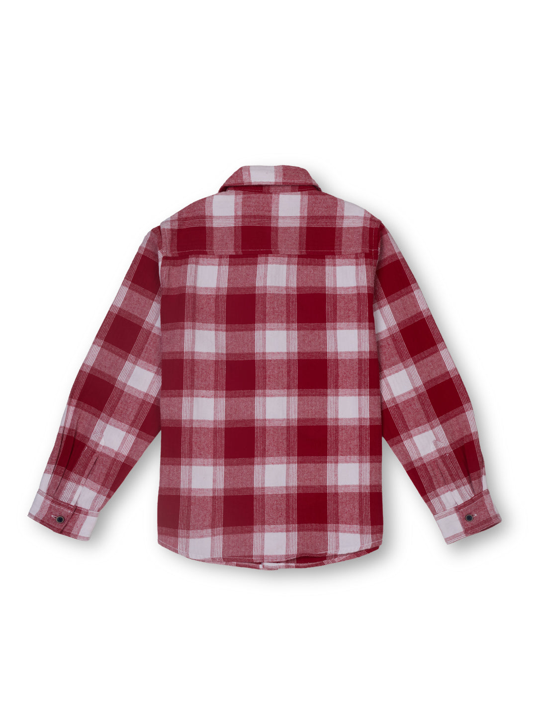 Boys Red Checked Regular Fit Shirt Shirt Collar