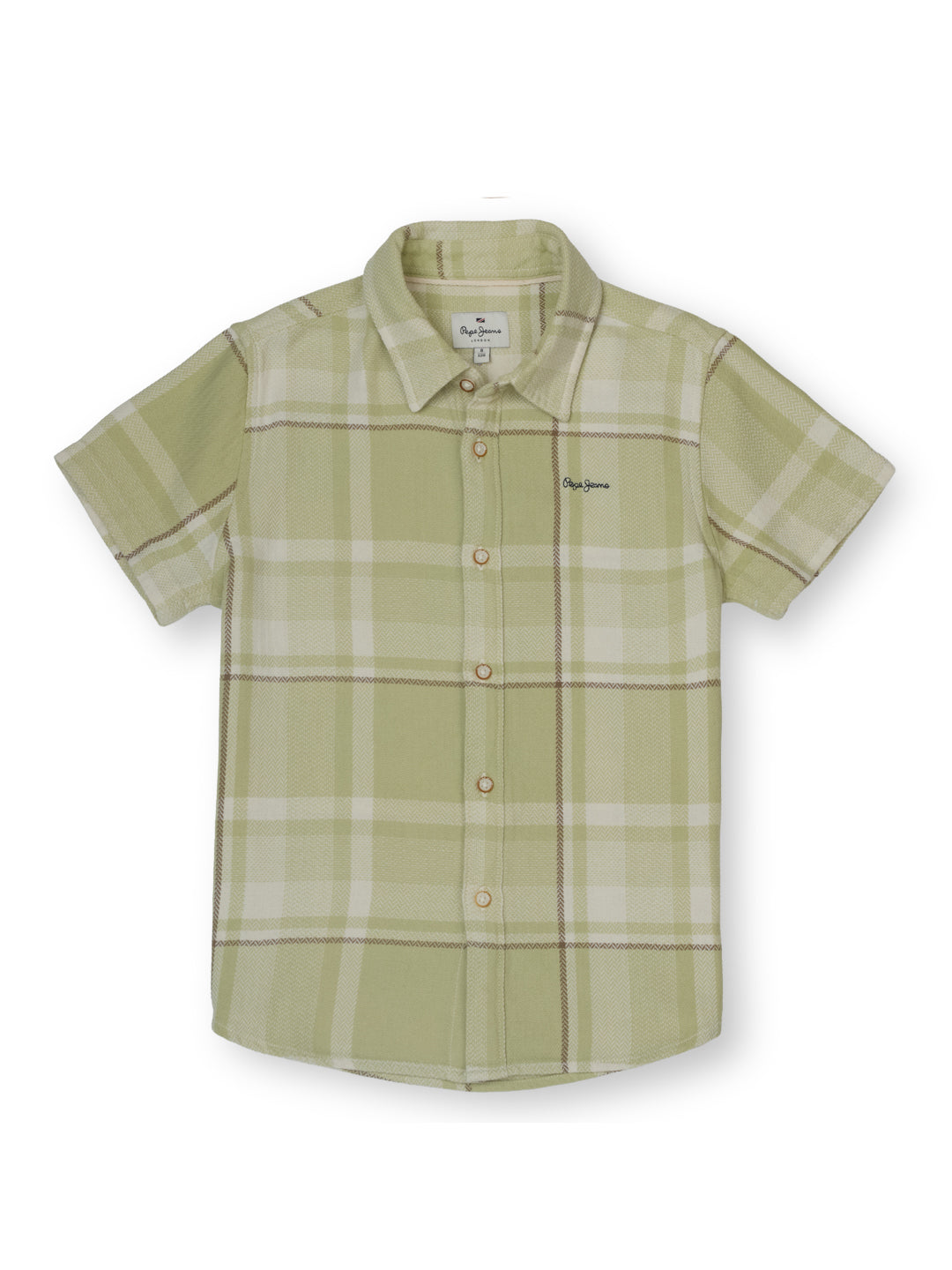 Boys Olive Checked Regular Fit Shirt