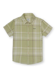 Boys Olive Checked Regular Fit Shirt