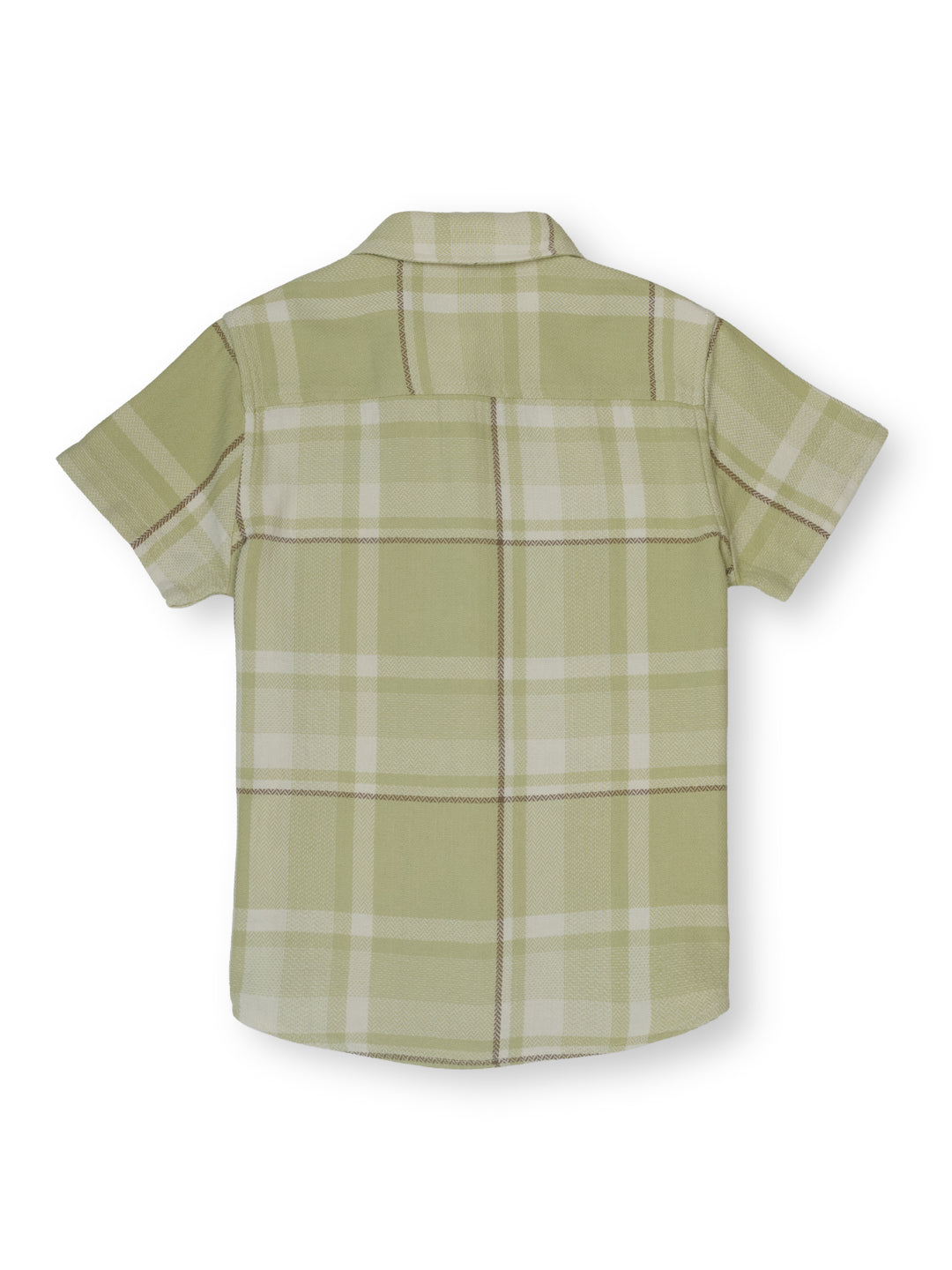 Boys Olive Checked Regular Fit Shirt