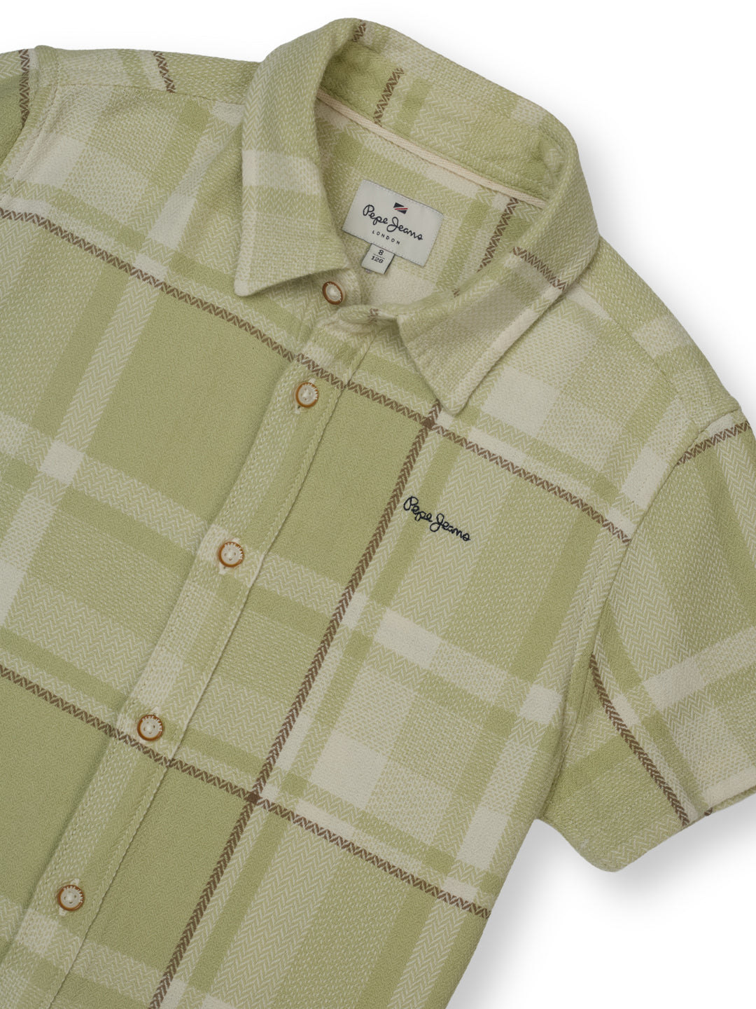 Boys Olive Checked Regular Fit Shirt