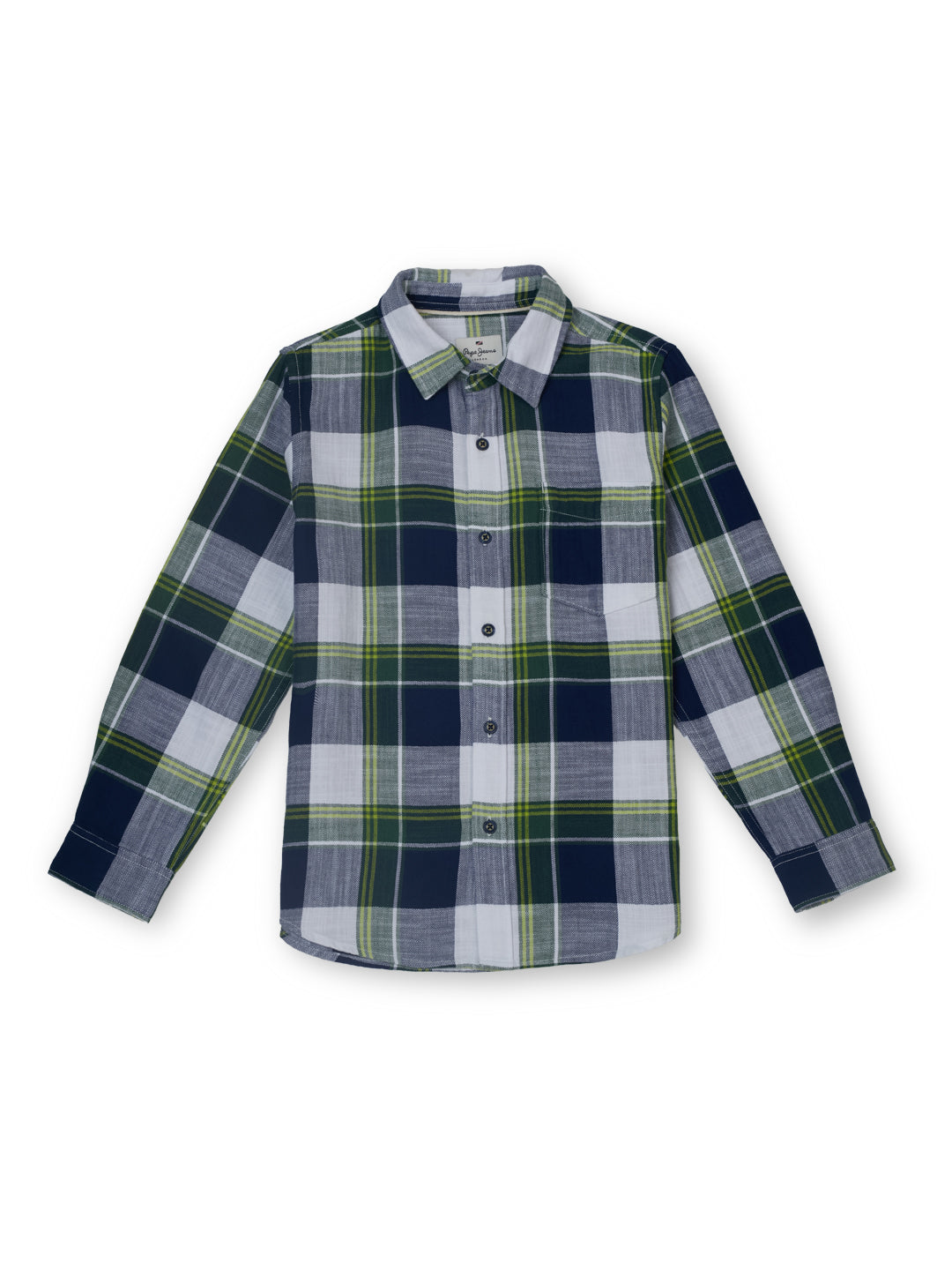 Boys Green Checked Regular Fit Shirt Shirt Collar