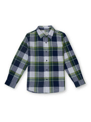 Boys Green Checked Regular Fit Shirt Shirt Collar