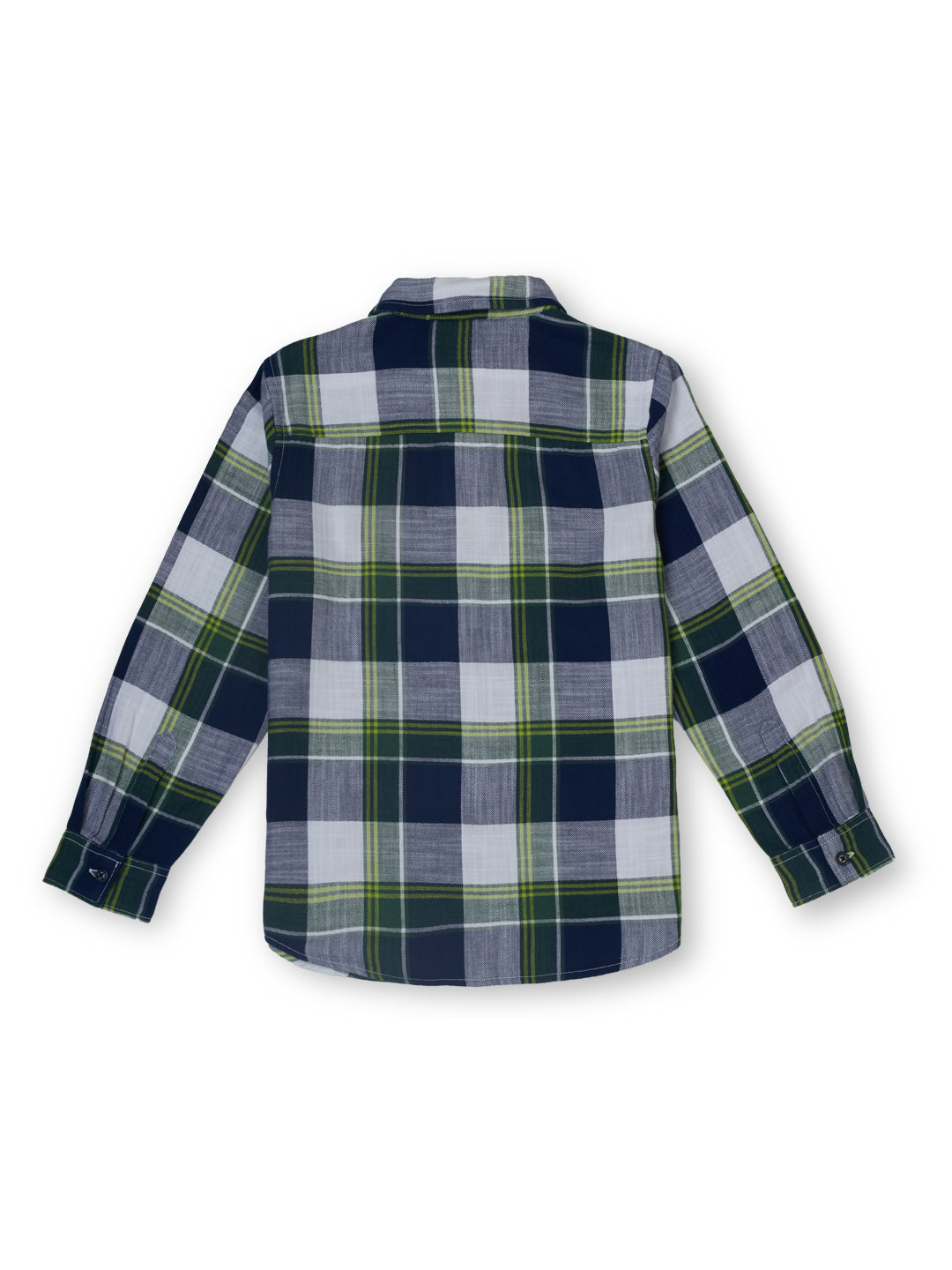 Boys Green Checked Regular Fit Shirt Shirt Collar