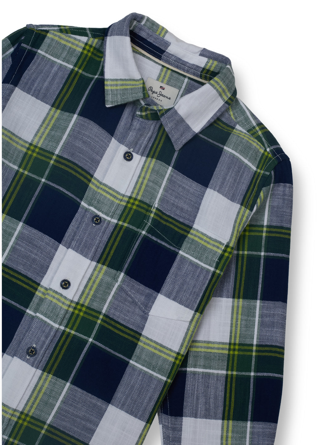 Boys Green Checked Regular Fit Shirt Shirt Collar